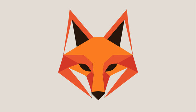 Minimalist Geometric Fox Head in Low-Poly Style.eps