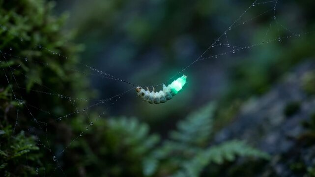 glowworm close up in waitomo caves new zealand natural light video