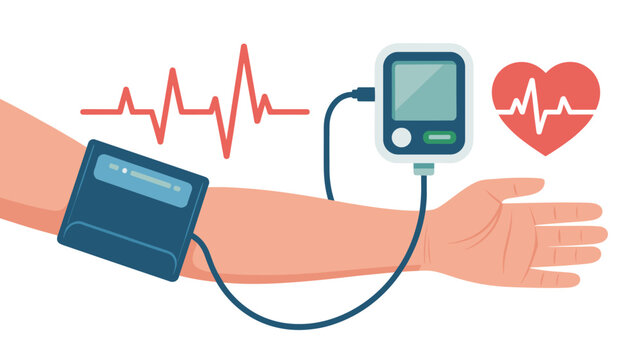 Patient measuring blood pressure with a digital tonometer device illustrating active heart health monitoring.