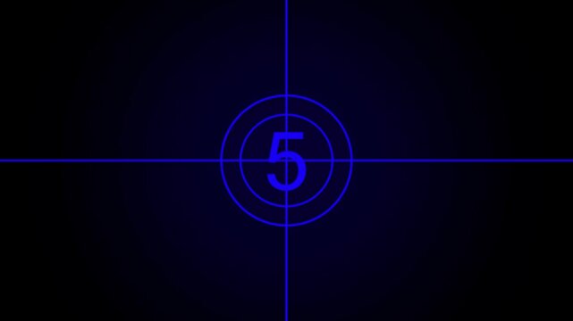 Retro film strip countdown number 10 on dark blue background featuring vintage cinema introduction frame style design classic movie opener screen timer template graphic vector illustration asset for c