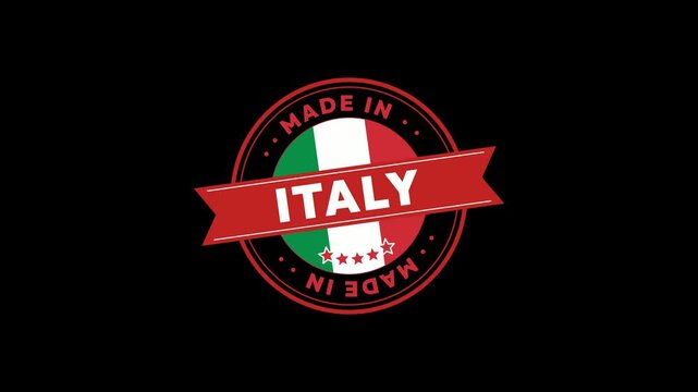 Made in Italy Quality Seal Badge with Flag Colors. 4K Video