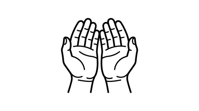 Corporate Line Drawing of Two Opposing Palms with Fingers Spread Out in Minimalist Black and White Style