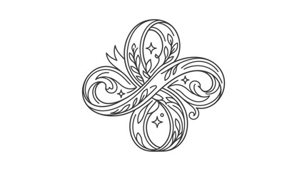 Dynamic Black and White Ornate Fleurs de lis with Swirls and Stars Intricate Line Art Design with high quality professional line art symbols for modern creative design and digital branding projects © himatul