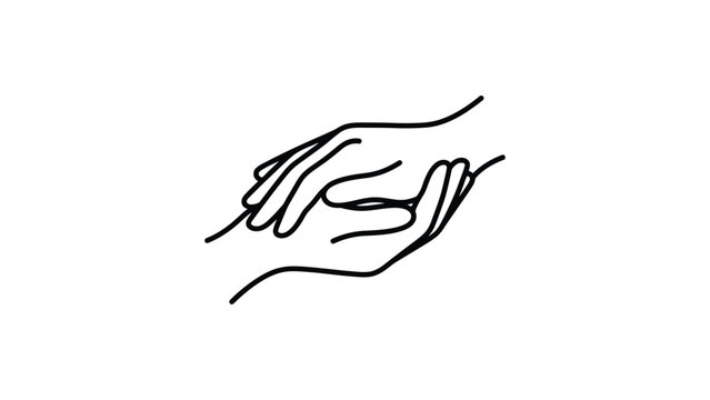 Minimalist line art of two hands reaching out and touching gently, symbolizing connection and support
