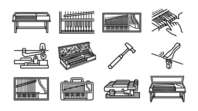 Keyboard Percussion Instrument Line Icons