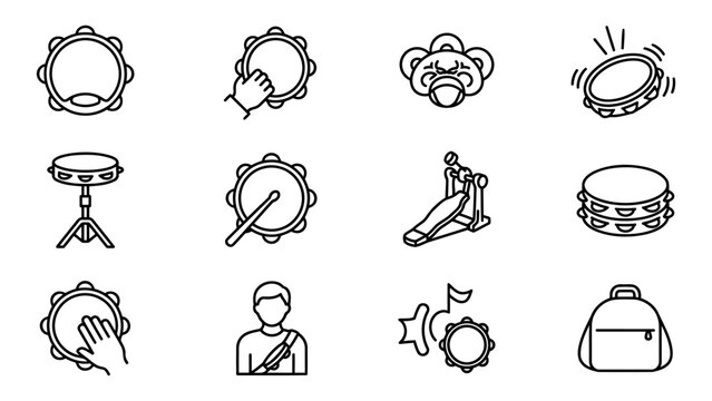 Tambourine and Percussion Instrument Icons