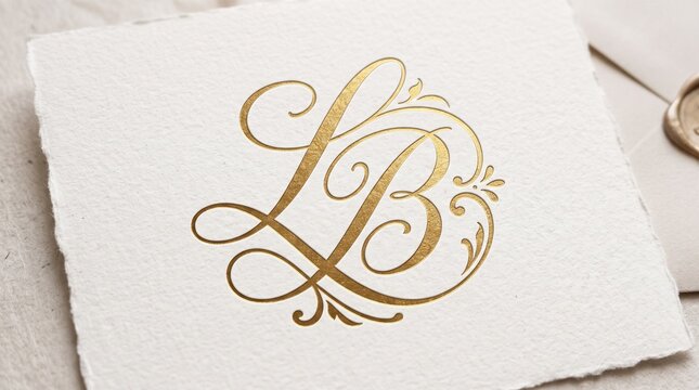 Elegant gold &ldquo;LB&rdquo; monogram with ornate flourishes on textured card, text &ldquo;Luxury Branding & Design Est. MMXXIII,&rdquo; symbolizing premium identity and sophistication.