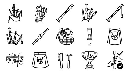 Flute Accessories Icons Outline Vector © anang