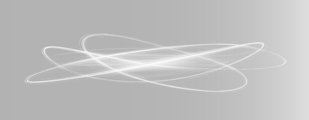 Abstract glowing orbital rings on black background, futuristic atomic structure lines © Aura Canvas