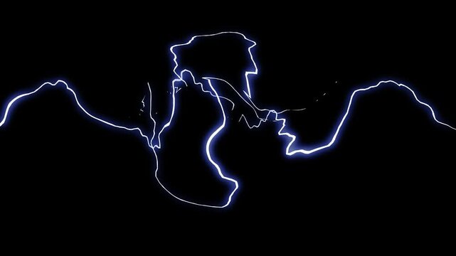 Flash FX thunder explosion animation, electric lightning strike, blue plasma energy burst, hand drawn cartoon sparks, anime storm overlay, glowing thunder arcs, black background VFX effect, 4k
