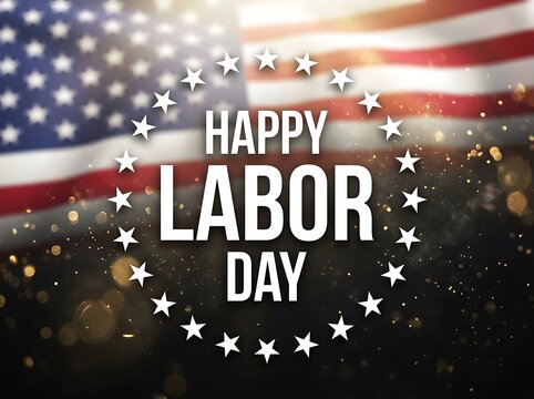 Happy labor day greeting with american flag background