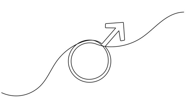 Continuous one line drawing of Mars planet icon animation minimalist monoline design space explanations and futuristic technology presentations motion graphic moving on white background
