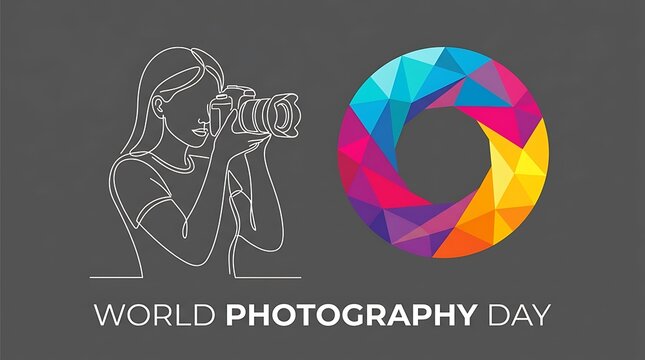 Woman taking a photo for world photography day concept