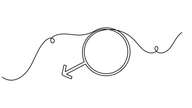 Continuous one line drawing of Mars planet icon animation minimalist monoline design space explanations and futuristic technology presentations motion graphic moving on white background