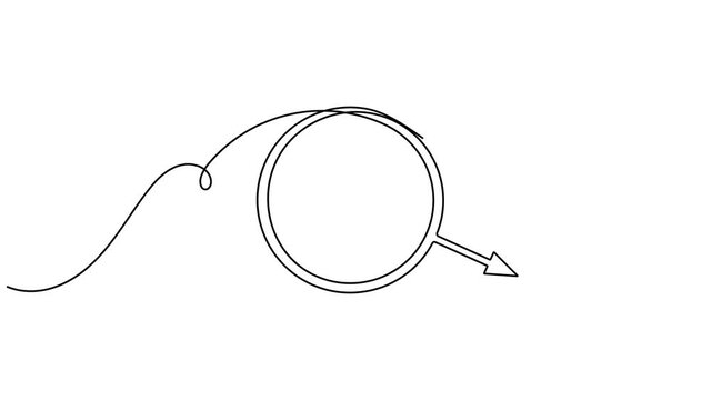 Continuous one line drawing of Mars planet icon animation minimalist monoline design space explanations and futuristic technology presentations motion graphic moving on white background