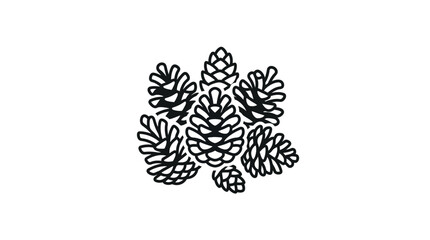 Obraz premium Professional Black and White Minimalist Snowflake Cluster for Winter Designs and Decorations with high quality professional line art symbols for modern creative design and digital branding projects