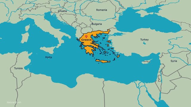 Greece Map Animation Locator Zoom 4K Motion Graphic
