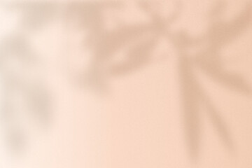 Obraz premium Soft peach background with blurred leaf shadows, creating a gentle, airy texture.