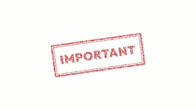 Important red rubber stamp graphic on white background. 4K Video
