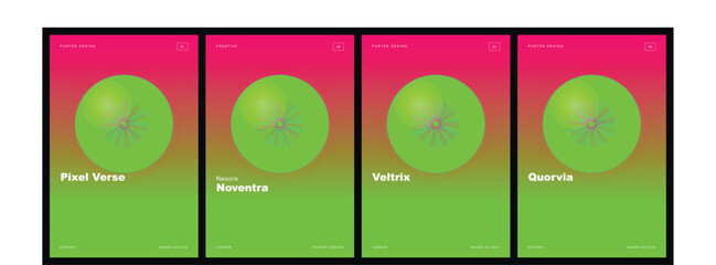 Minimalist poster design for web design agency, promoting creativity and innovation with vibrant colors and abstract spherical shapes. © Md