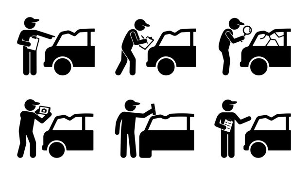 Car Inspection Icons, Automotive Service Set, Vehicle Checkup Graphics, Auto Repair Vector Icons