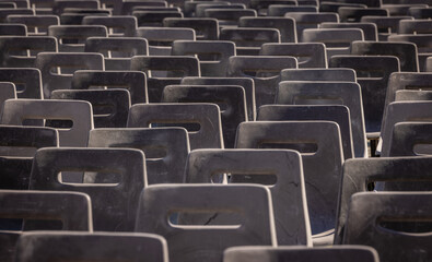 Naklejka premium Rows of empty chairs waiting for audience, Vatican City
