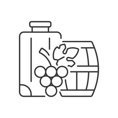 Obraz premium Industrial tourism linear icon. Journey abroad for wine tasting. Journey for gastronomy. Thin line customizable illustration. Contour symbol. Vector isolated outline drawing. Editable stroke