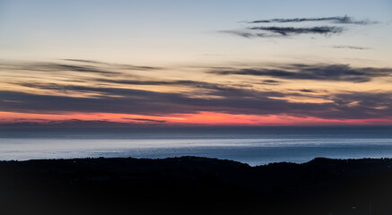 Obraz premium Adriatic Sea. Spectacular aurora and sunrise seen from the village of Ripatransone, in the Marche region.
