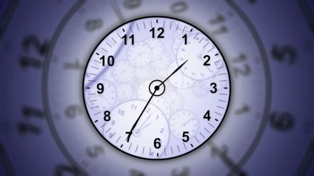 Time Lapse Clock Face with Moving Hands and Blurry Background of Numbers Concept of Passing Time and Urgency.