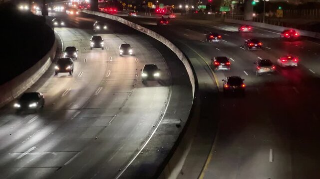 A highway in California in the evening.