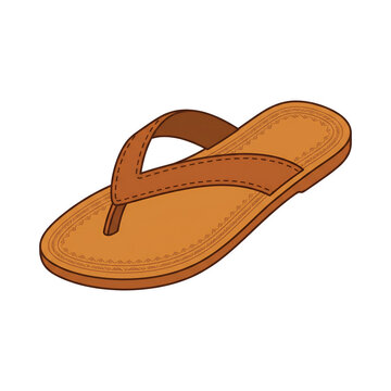 Brown leather flip flop sandal with an intricate stamped border pattern