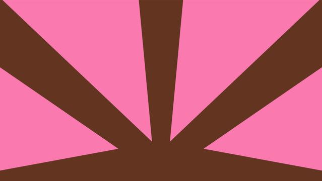 Sweet dessert background template with chocolate brown and strawberry pink starburst pattern. Retro pop art sunburst background with flat pink and brown radiating rays.