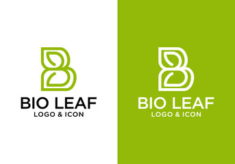 Eco friendly bio leaf letter B logo vector design template for organic business branding © farhan