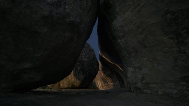 Moonlight Beam Sliding over Ancient Dolmen Stone Time Lapse
