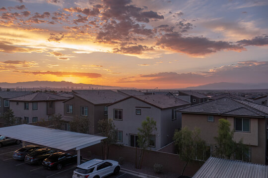 Sunset view from a balcony.