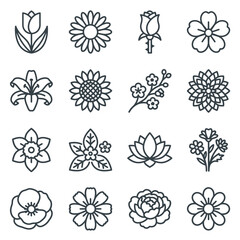 Fototapeta premium Minimalist botanical and floral line icons collection.