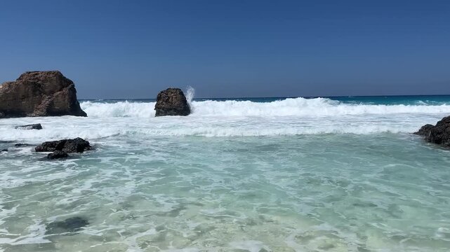 Here, there's a spot known as the 'Sea Eye, The sea water is a gradient of beautiful blue hues, and the rocks have unique and striking shapes.