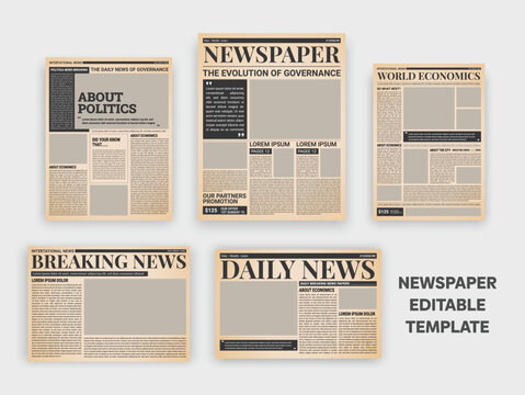NEWRetro Newspaper Layout. Media newspaper pages. Vintage paper journal vectorS PREGENTRASION FILE