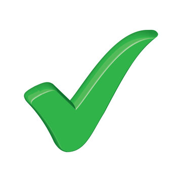 Checkmark green icon 3D depth glossy tick symbol correct sign positive validation element approved emblem ideal for UI UX web design success confirmation interactive forms modern voting graphics arts