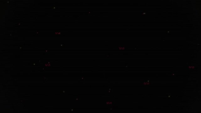 Seamless looping animation of tiny red glowing dots moving across a black space