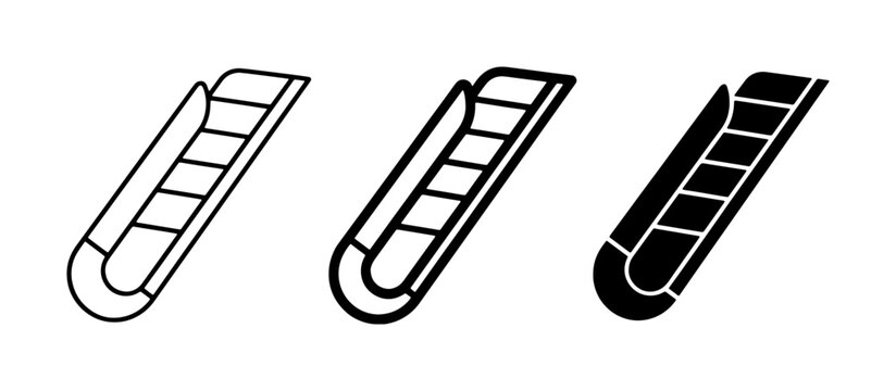 Escalator Icons: Moving Stairs, Public Transport, Architectural Element, Vector Graphics