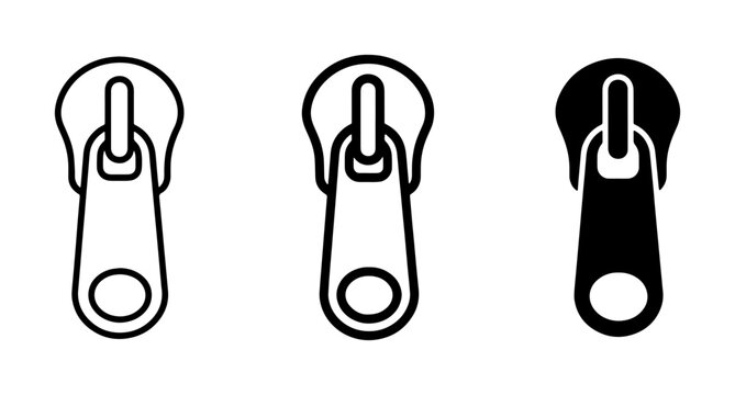 Zipper Pull Icons: Simple Vector Graphics for Fashion, Apparel, and Accessories Design