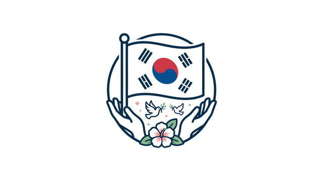 South Korea Flag Symbol Emblem Logo.