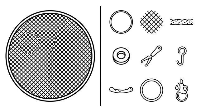 Pizza Making Components and Tools Outline Icons Set