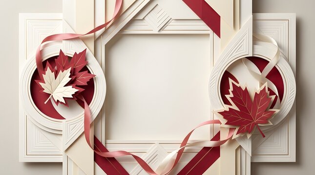 Canada day civic holiday celebration elegant maple leaf paper art frame