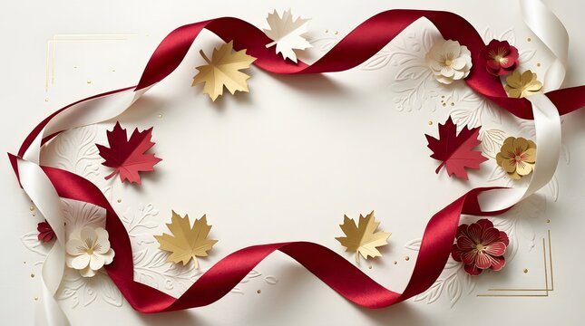 Canadian civic holiday celebration maple leaves ribbons and floral arrangement