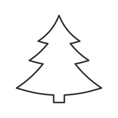 Obraz premium Minimalist Christmas tree line icon representing winter holidays and festive celebrations. Perfect for clean graphic designs, holiday cards, web icons, and seasonal decorations.