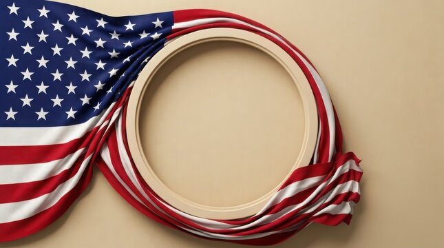 Usa labor day celebration american flag with empty frame for patriotic designs