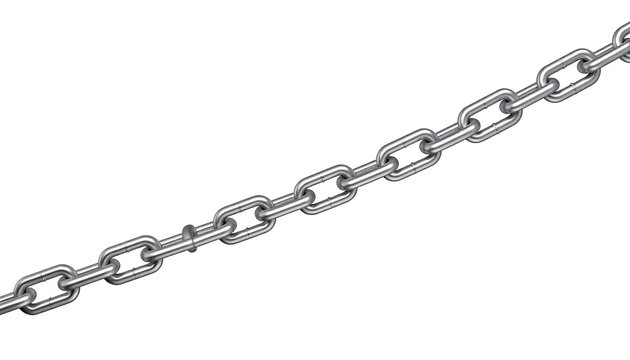 Close-up of a silver metal chain necklace.