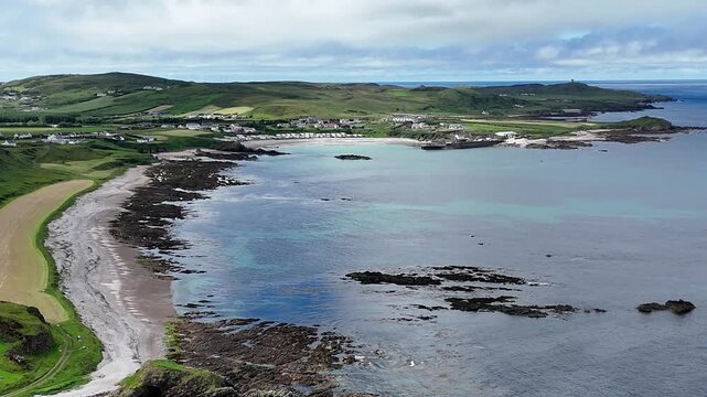 Colourful Atlantic Coastline Near Malin Head, Donegal, Ireland in Summer &ndash; 4K Drone Footage